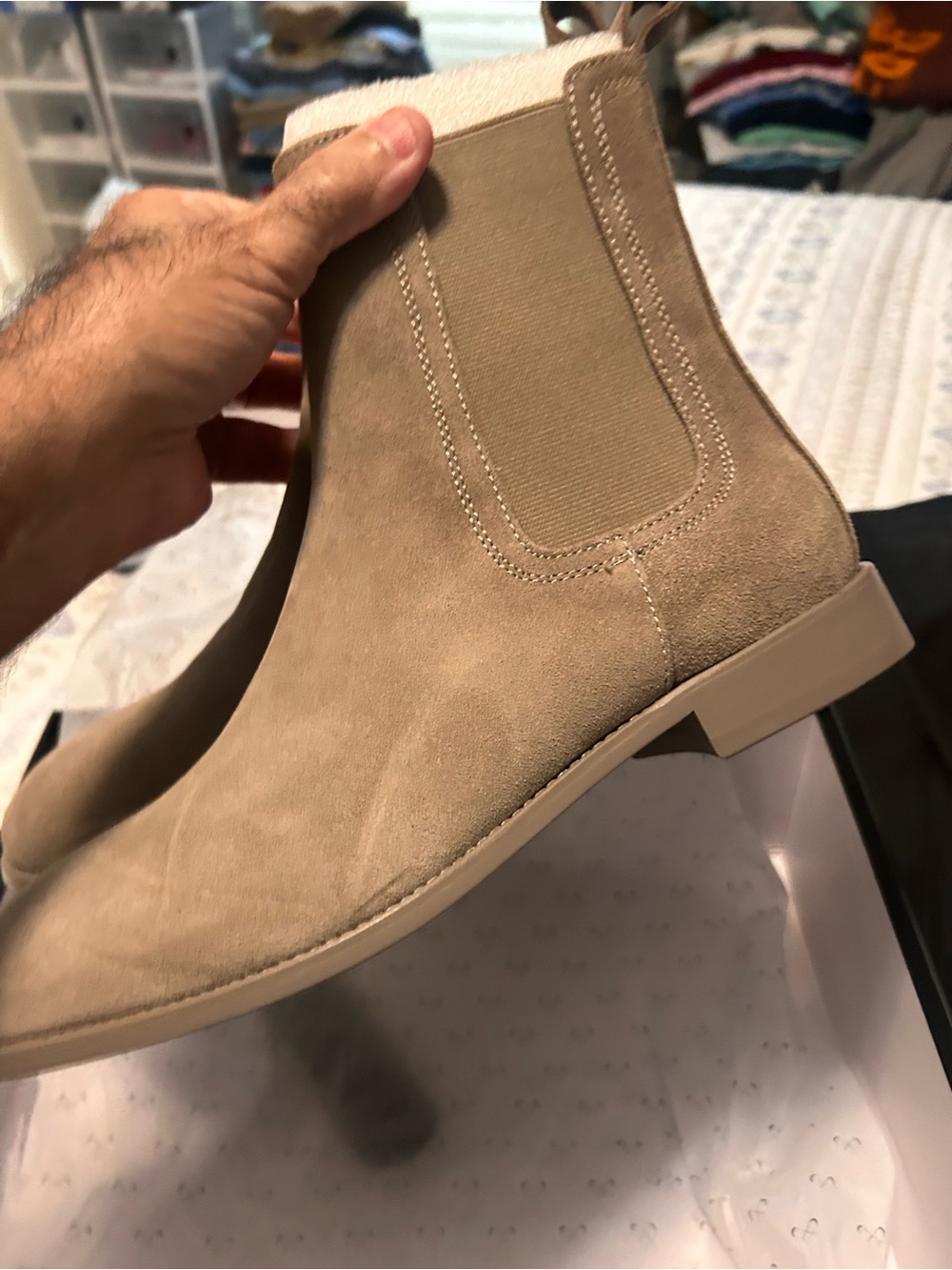 Men's Suede Chukka Boots in Taupe - Picture 10 of 16
